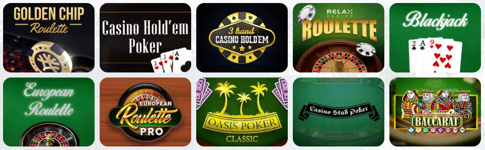 Bordspill på SHOTZ CASINO
