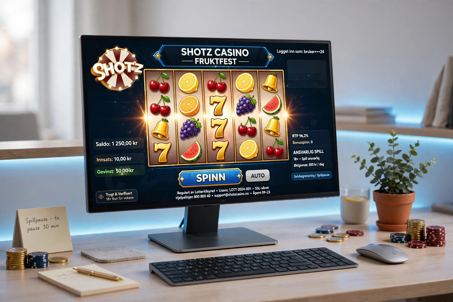 slots sur le moniteur Shotz Casino CASINO